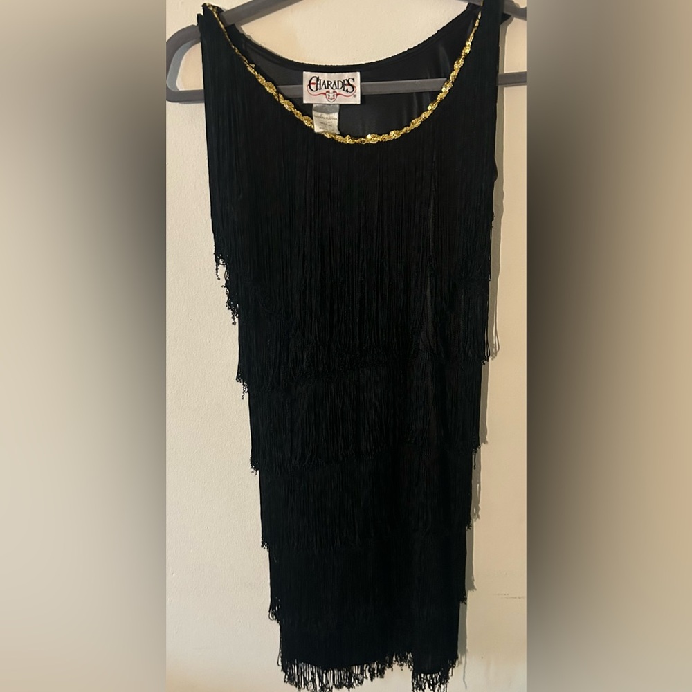 Charades Black Fringe Flapper Dress costume